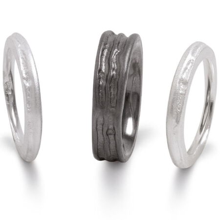 Schmale Ringe „Plissee“ in Silber